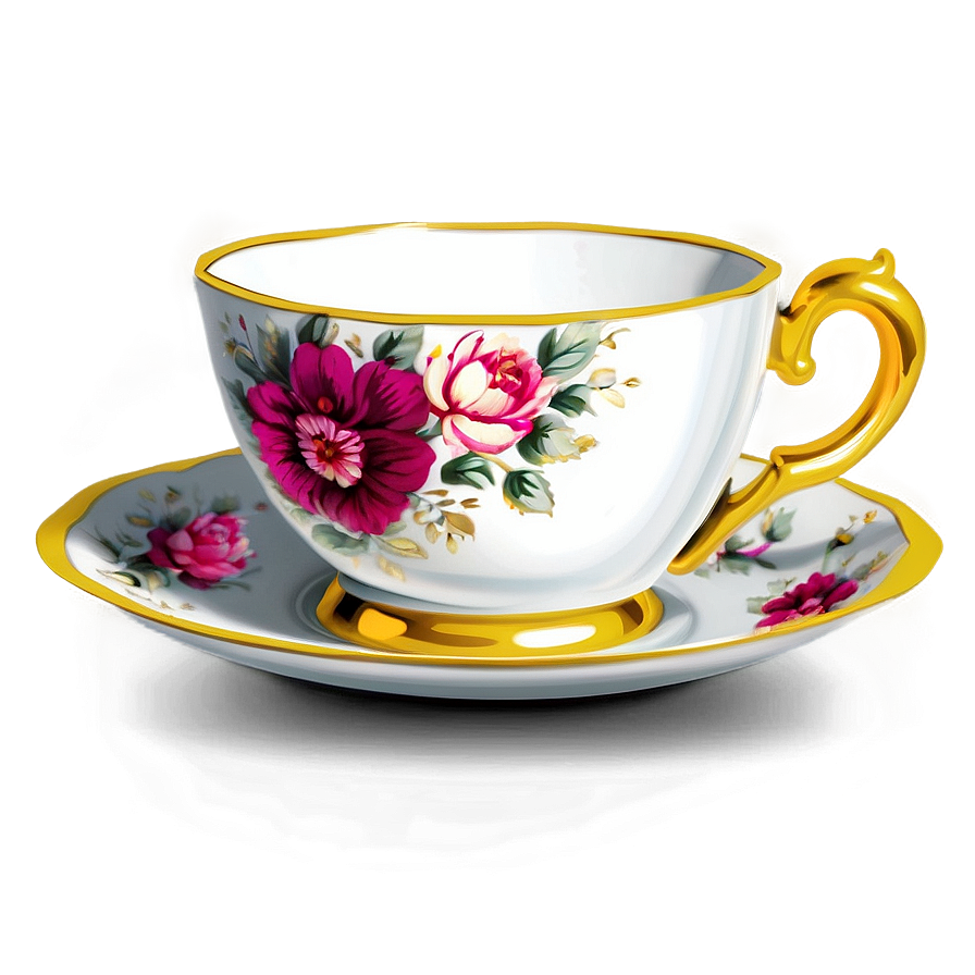 Luxury Gold Rimmed Tea Cup Png Tub29 PNG image