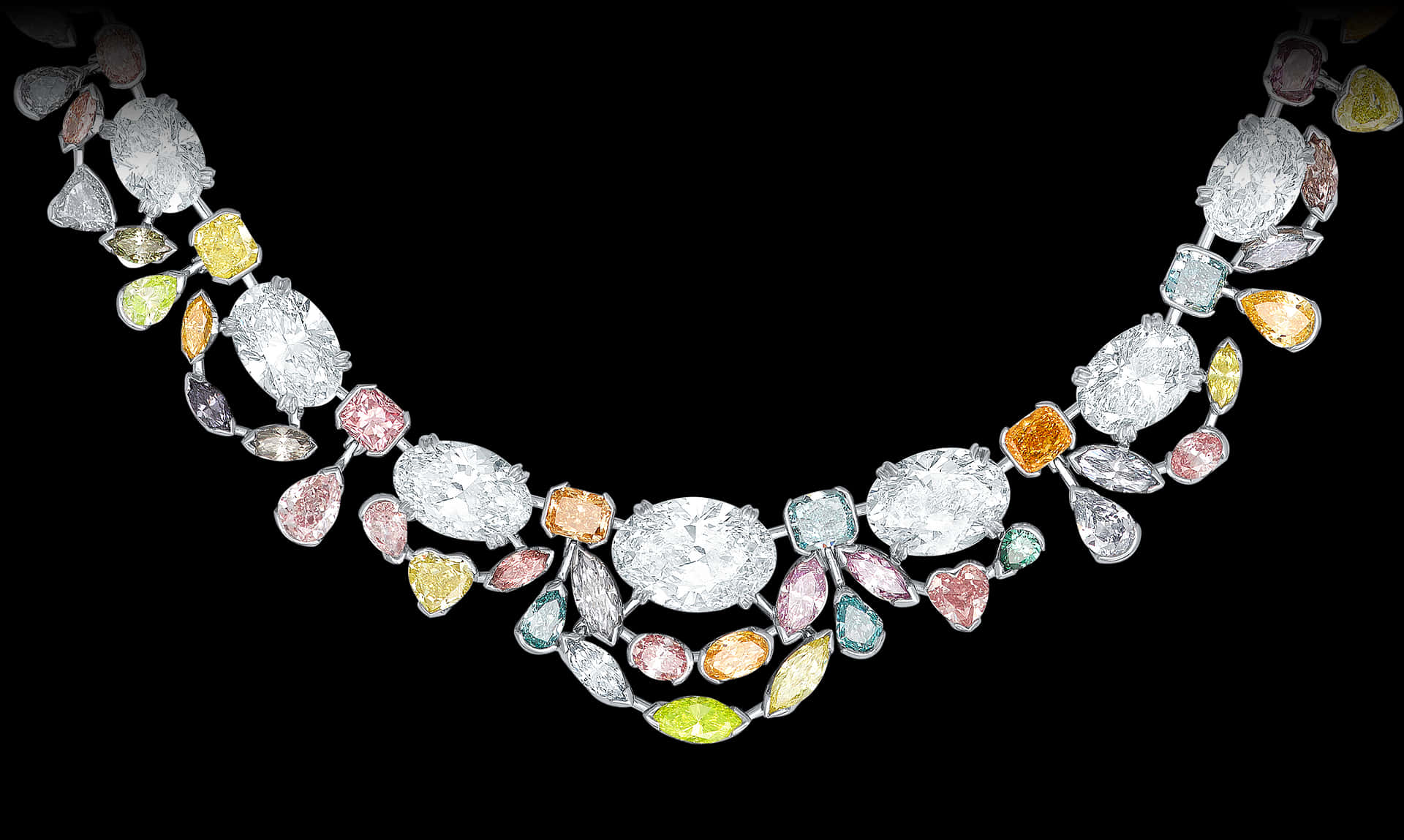 Luxury Multicolored Diamond Necklace PNG image