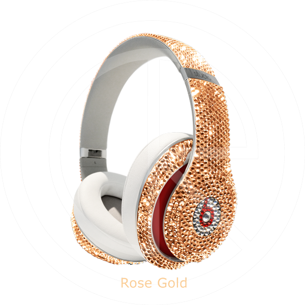 Luxury Rose Gold Encrusted Headphones PNG image