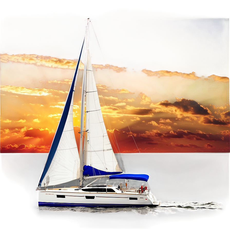 Luxury Sailboat At Sunset Png 16 PNG image