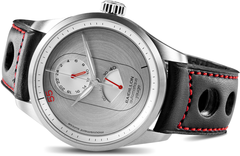 Luxury Silver Watchwith Black Leather Strap PNG image