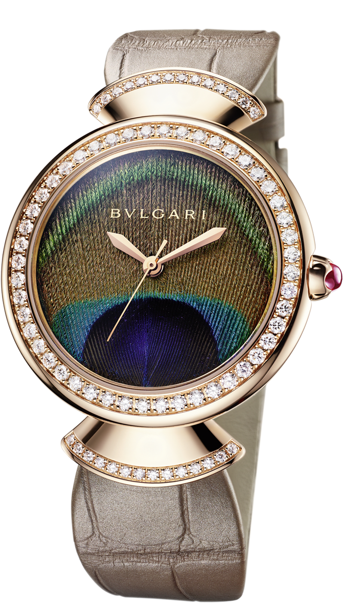 Luxury Watchwith Peacock Feather Design PNG image