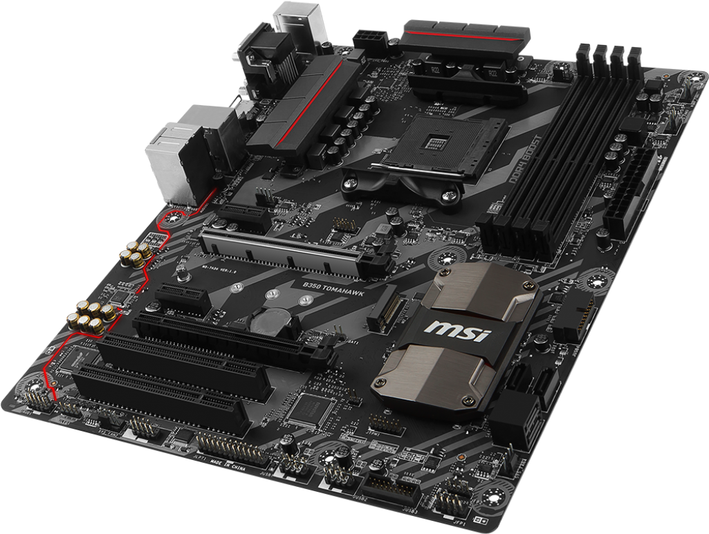 M S I B350 Tomahawk Motherboard PNG image