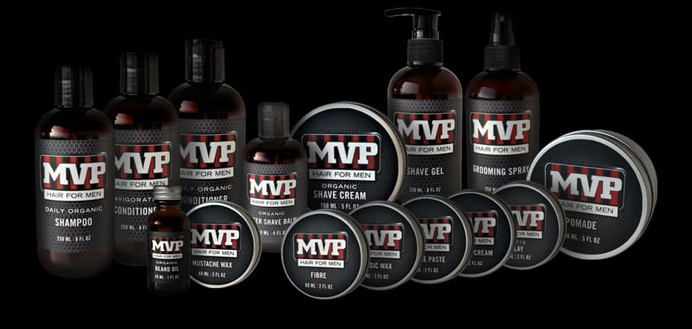 M V P Men Haircare Products Collection PNG image