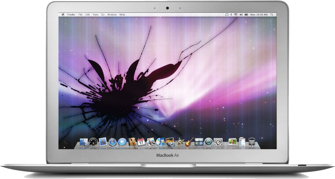 Mac Book Air Cracked Screen Wallpaper PNG image