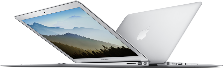 Mac Book Air Silver Openand Closed PNG image