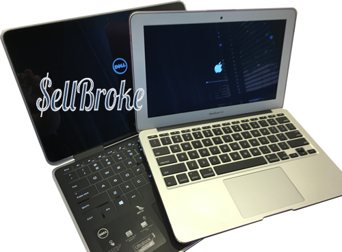 Mac Bookand Dell Laptop Comparison PNG image