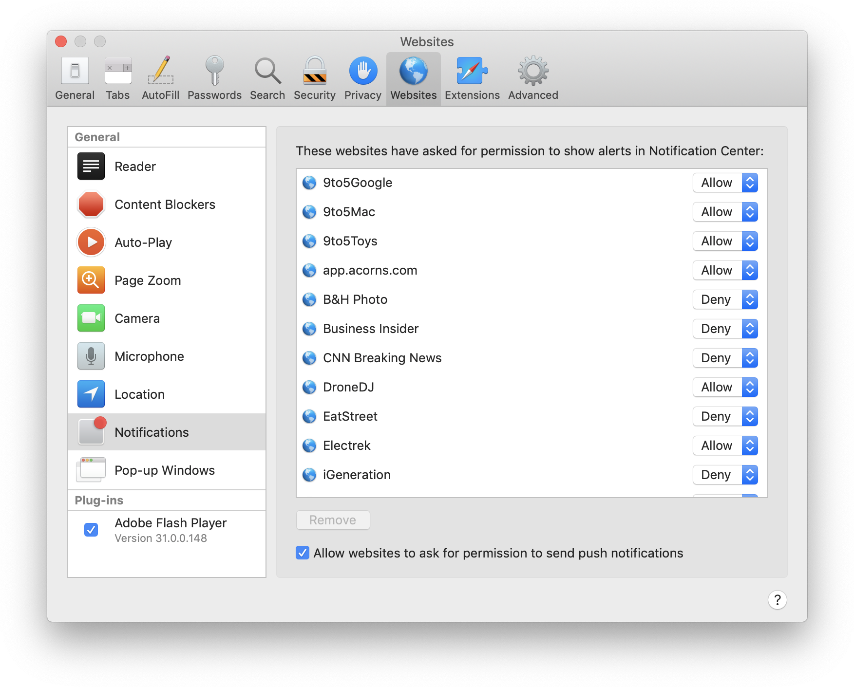 Mac Notifications Preferences Screen PNG image