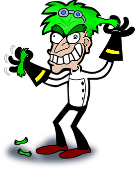 Mad Scientist Cartoon Character PNG image