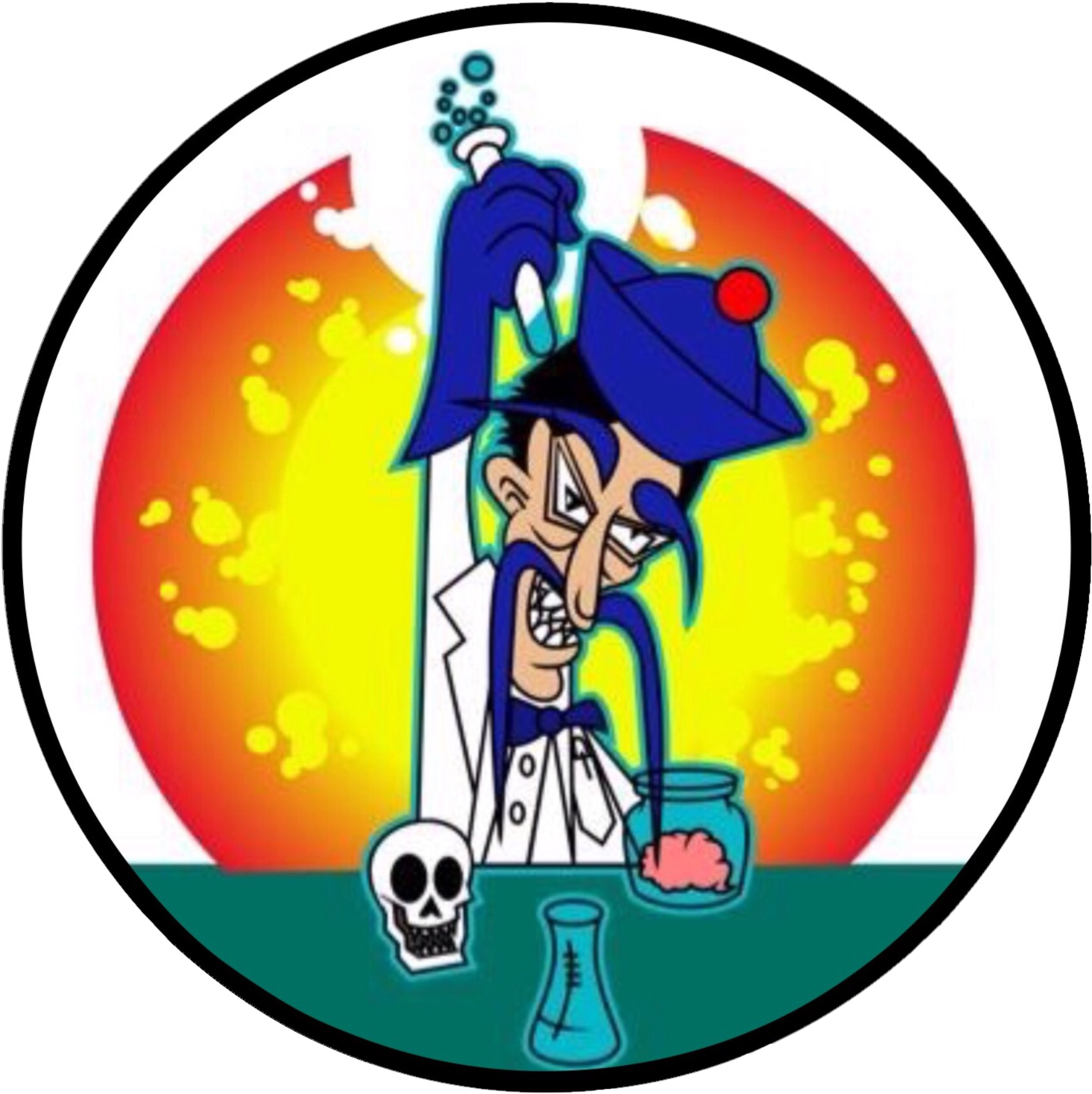 Mad Scientist Cartoon Logo PNG image