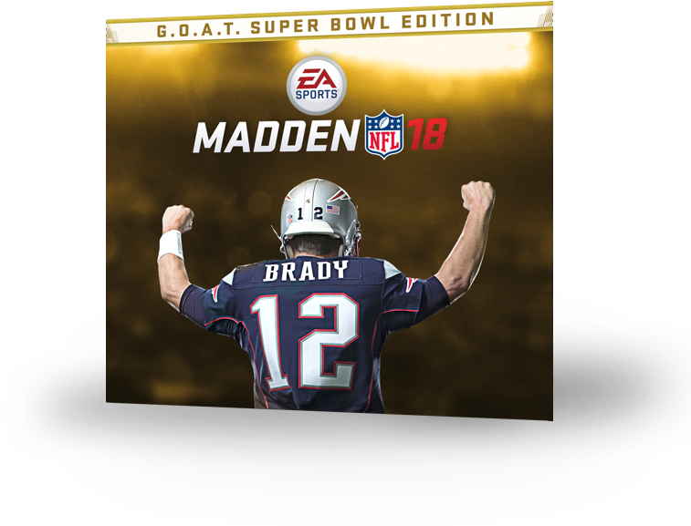 Madden N F L18 G O A T Super Bowl Edition Cover PNG image