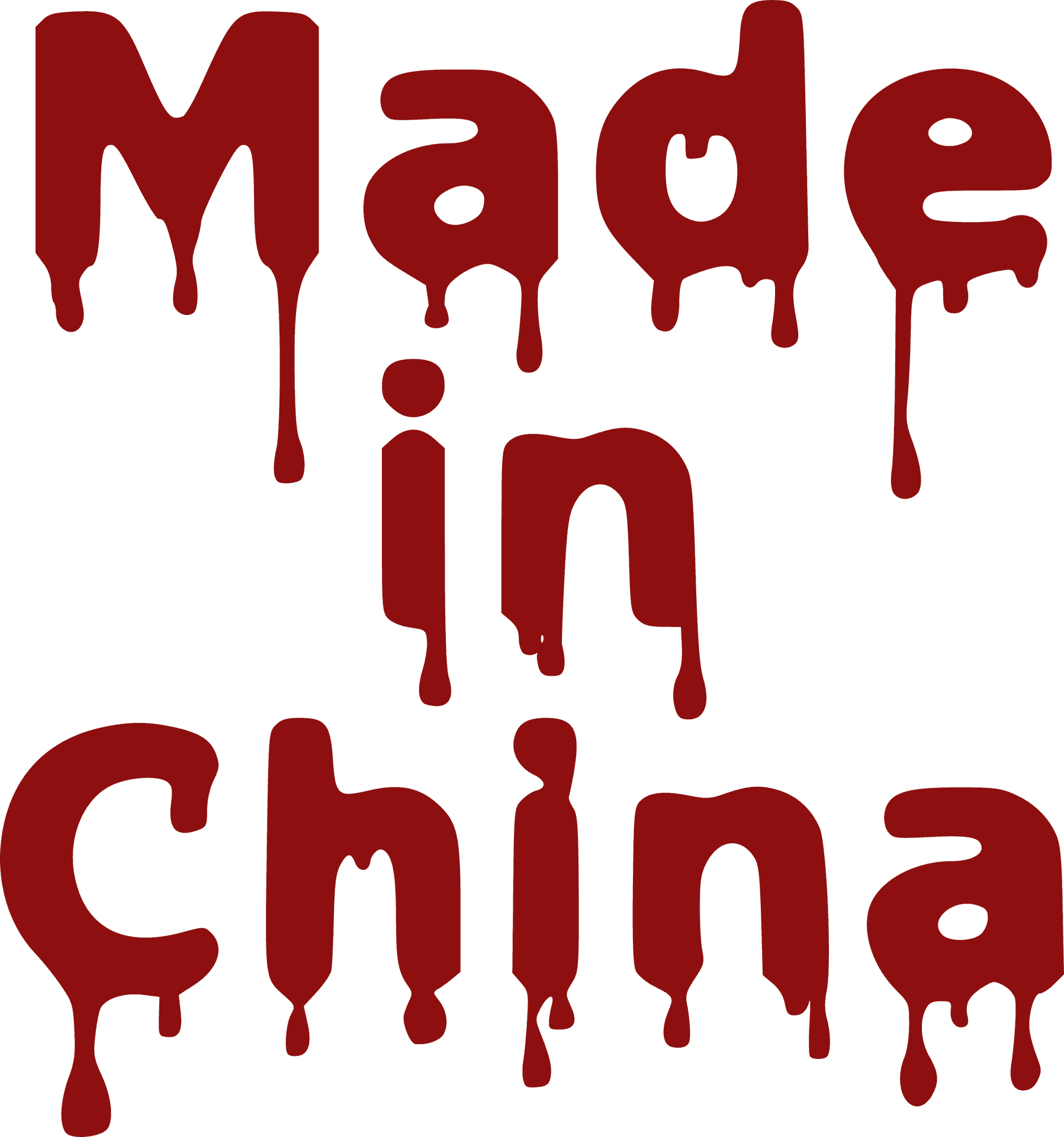 Madein China Red Dripping Text PNG image