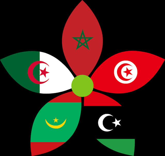 Maghreb Flags Flower Art PNG image