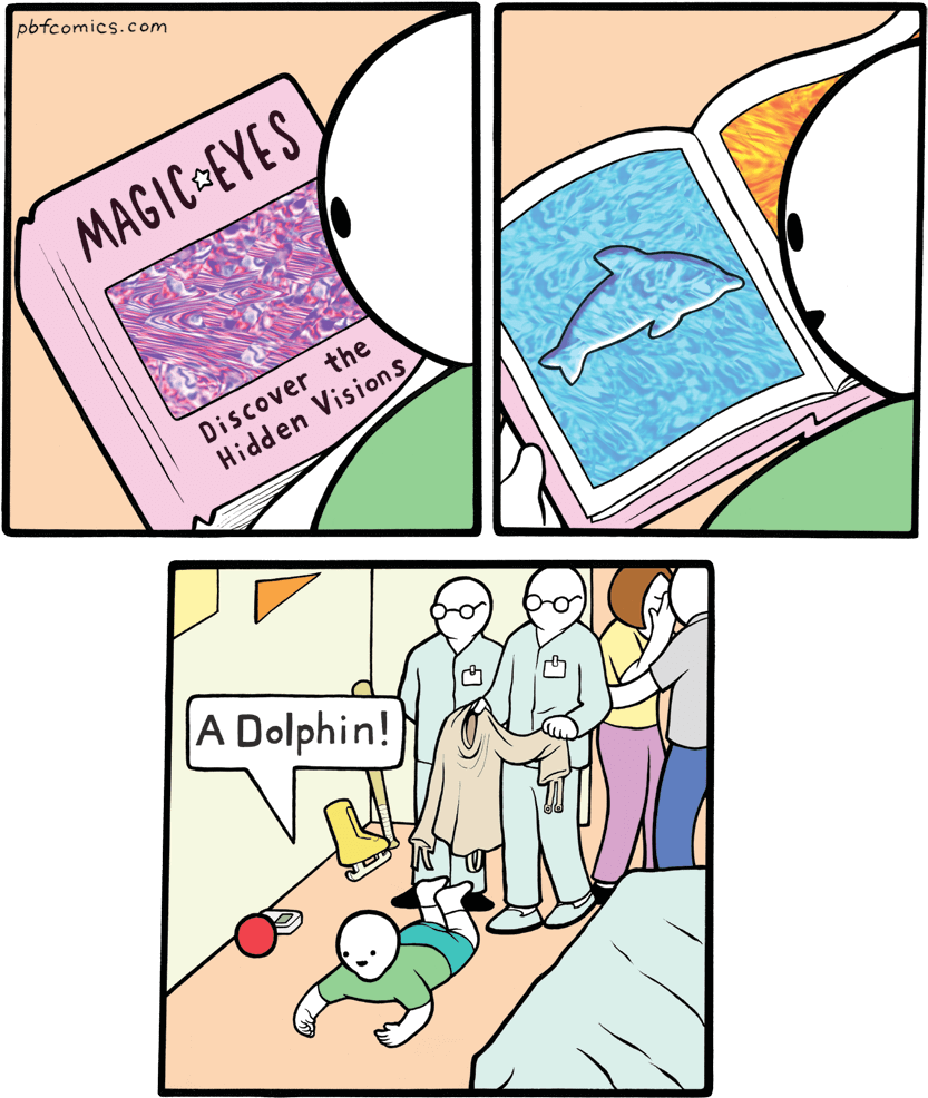 Magic Eye Revelation Comic Strip PNG image