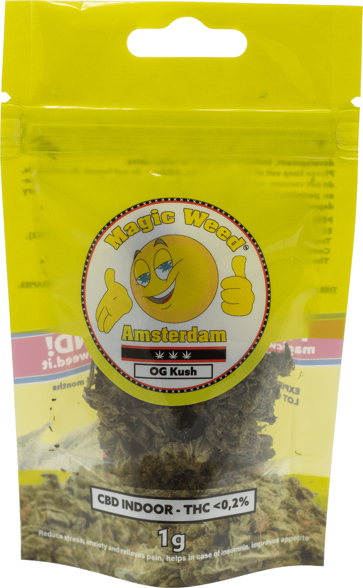 Magic Weed Amsterdam O G Kush C B D Packaging PNG image