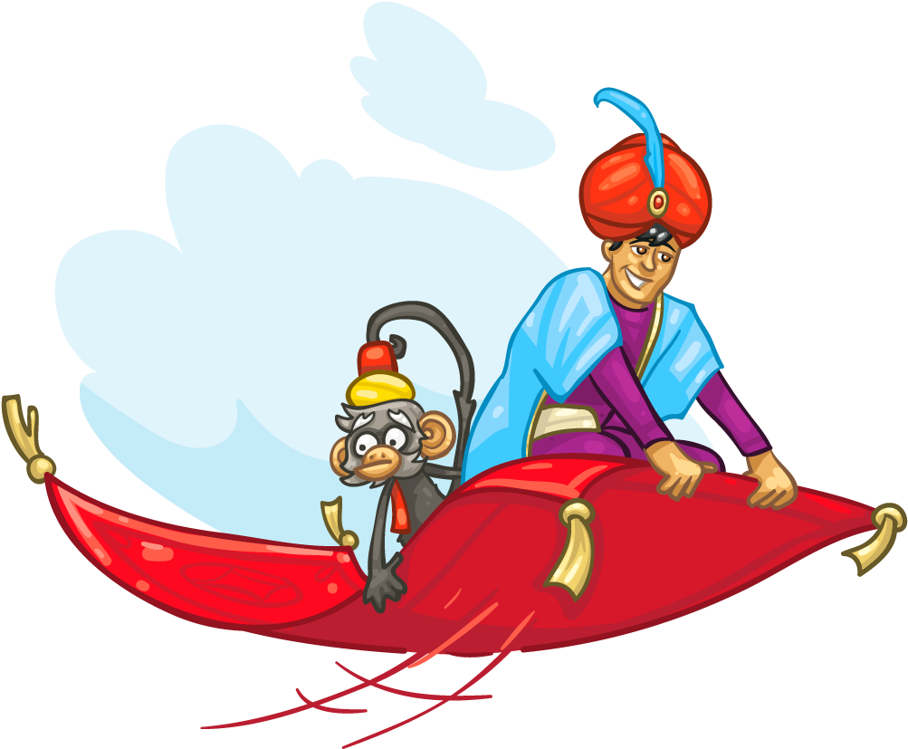 Magical Carpet Ridewith Monkeyand Man PNG image