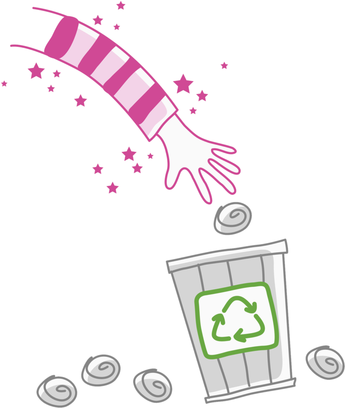 Magical Cleanup Recycling Bin PNG image