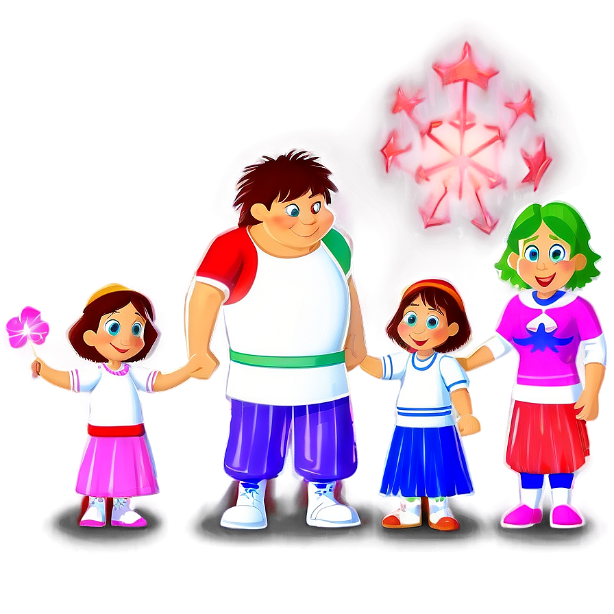 Magical Family Cartoon Scene Png Bij PNG image