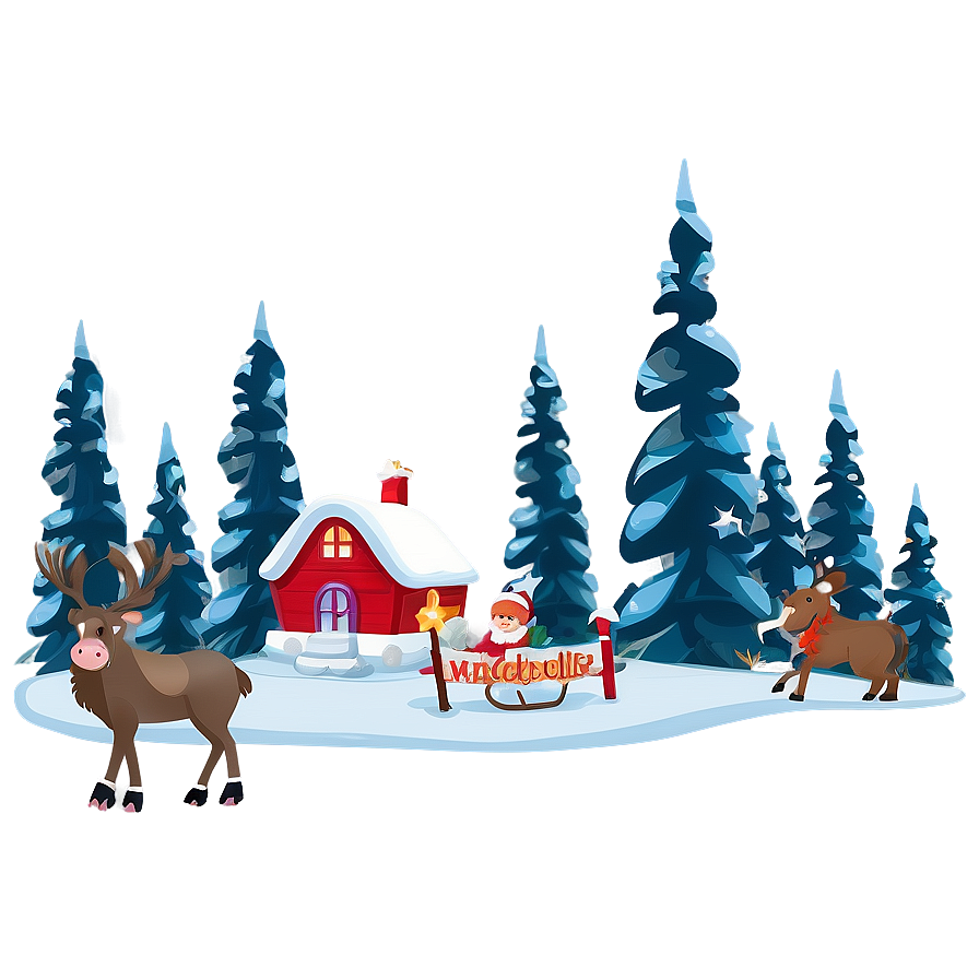 Magical North Pole Scene Png Kor PNG image