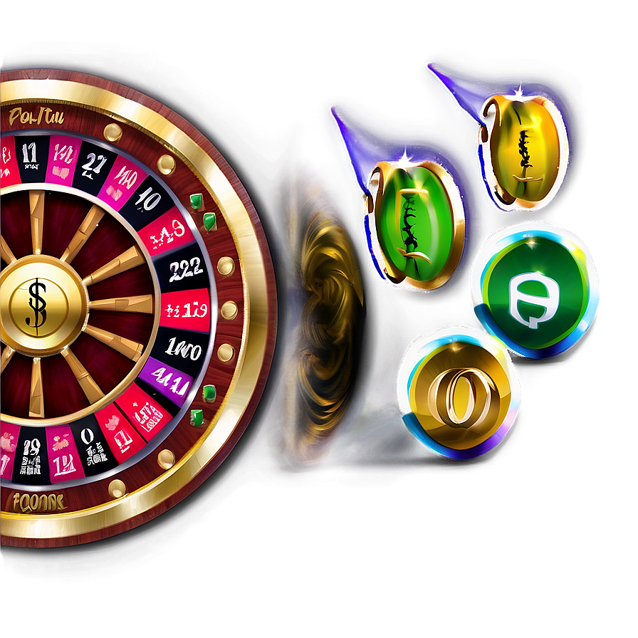 Magical Roulette Wheeland Chips PNG image