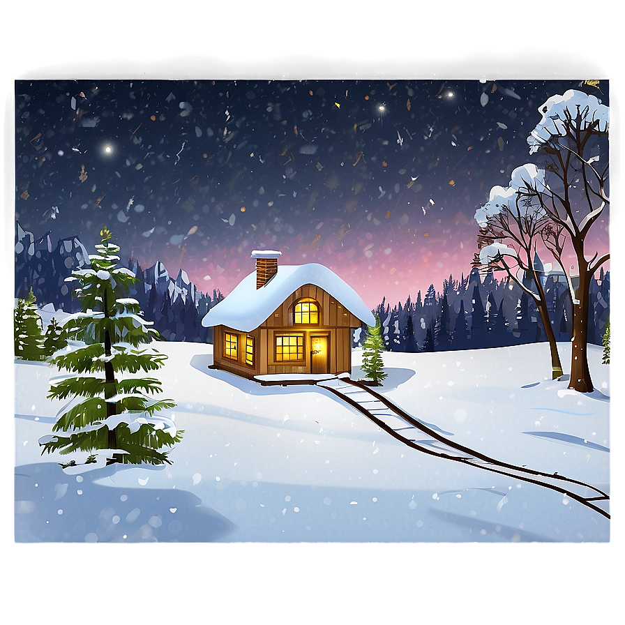 Magical Snowfall Night Png 06252024 PNG image