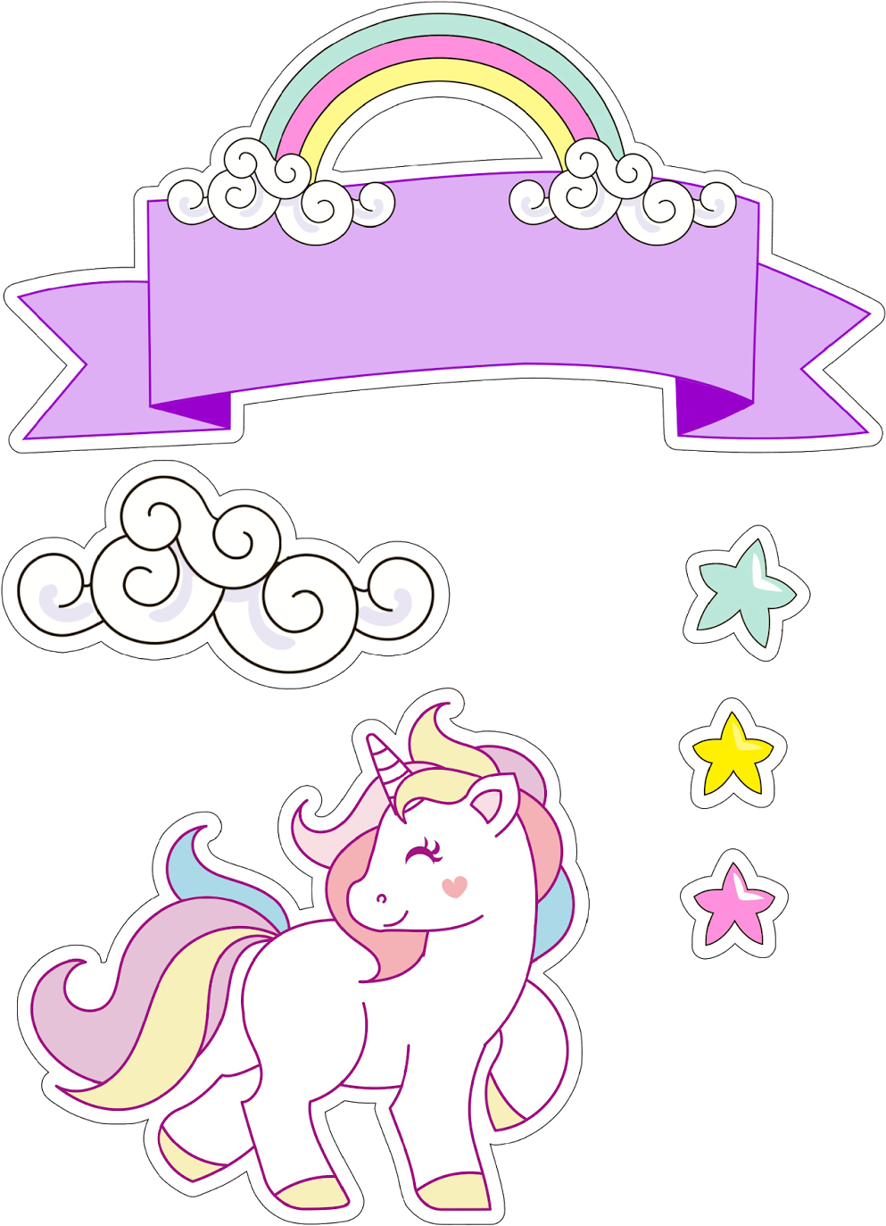 Magical Unicornand Rainbow Banner PNG image