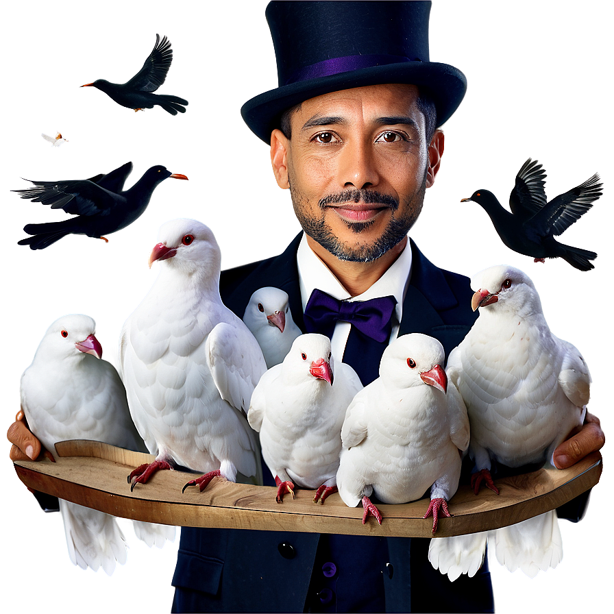 Magician With Doves Png 3 PNG image