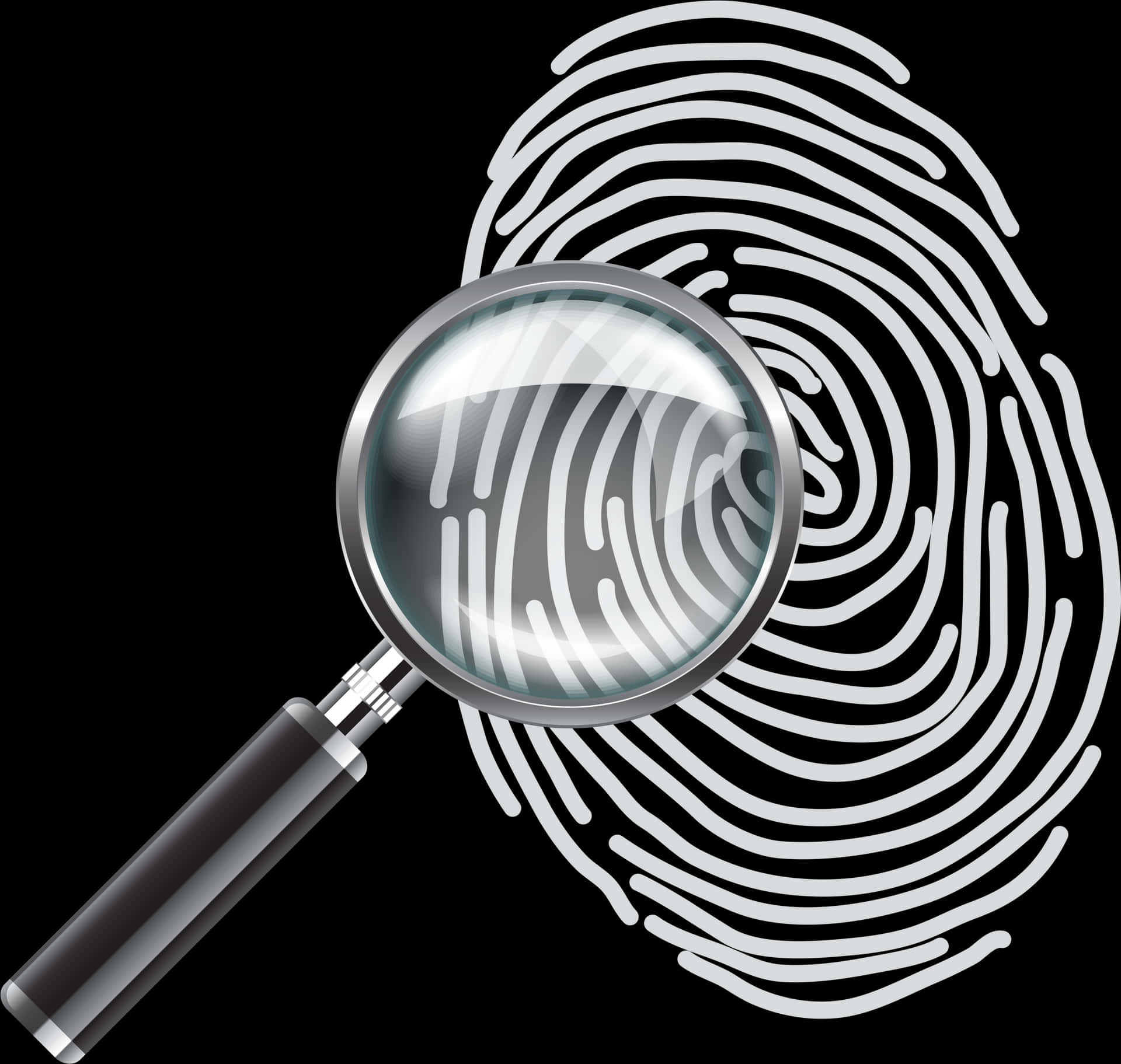 Magnifying Glass Fingerprint Analysis PNG image