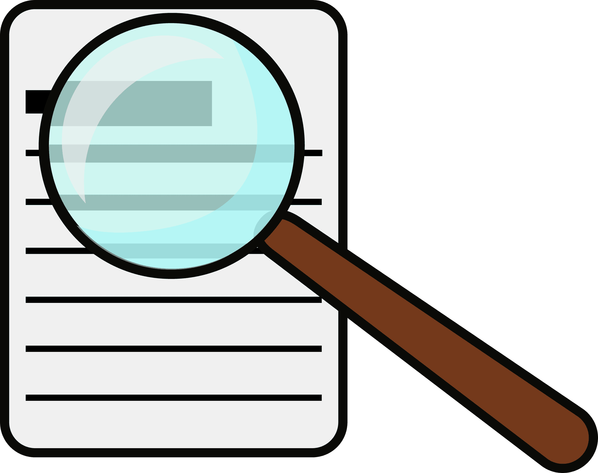 Magnifying Glass Over Document PNG image