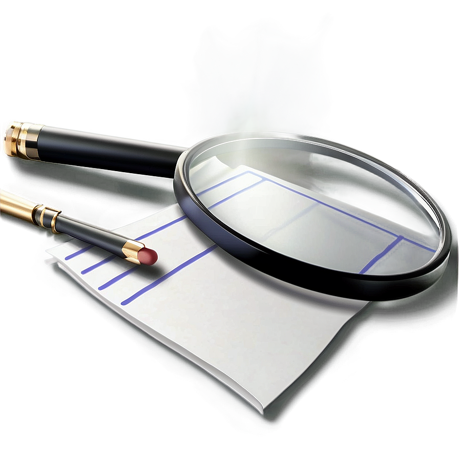 Magnifying Glassand Notepad PNG image