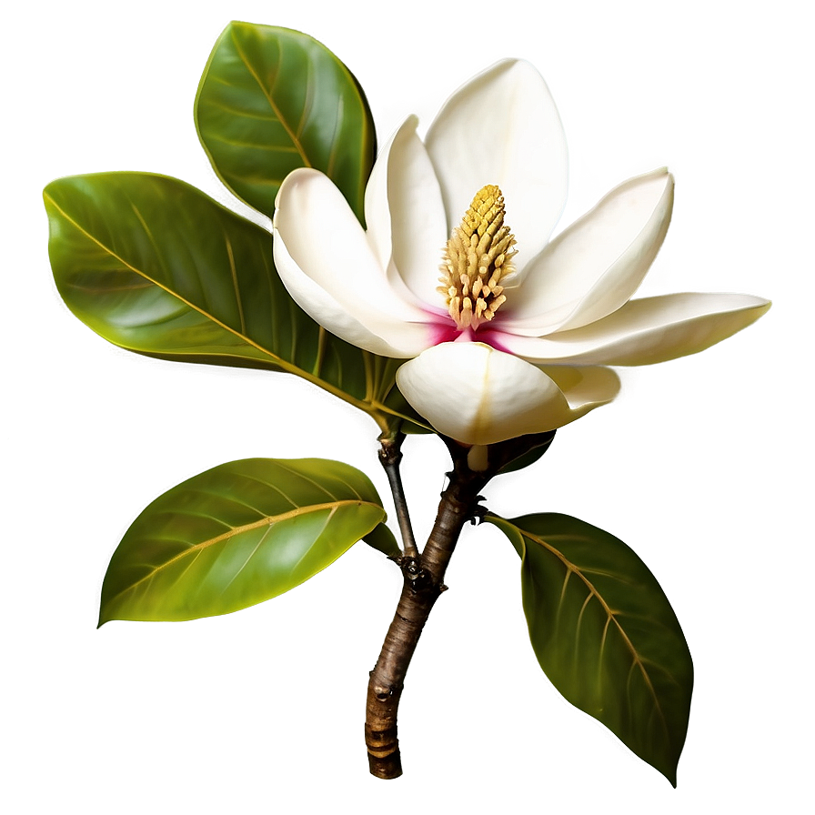 Magnolia Flower With Leaves Png 24 PNG image