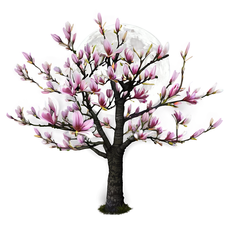 Magnolia Tree In Full Moon Png 06212024 PNG image