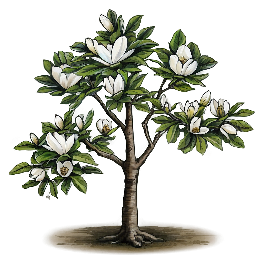 Magnolia Tree Line Drawing Png Aaj33 PNG image