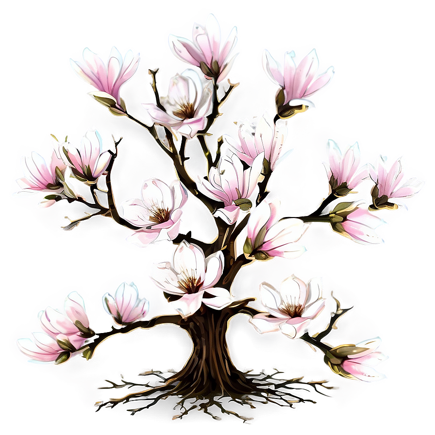 Magnolia Tree With Birds Png Kvu88 PNG image