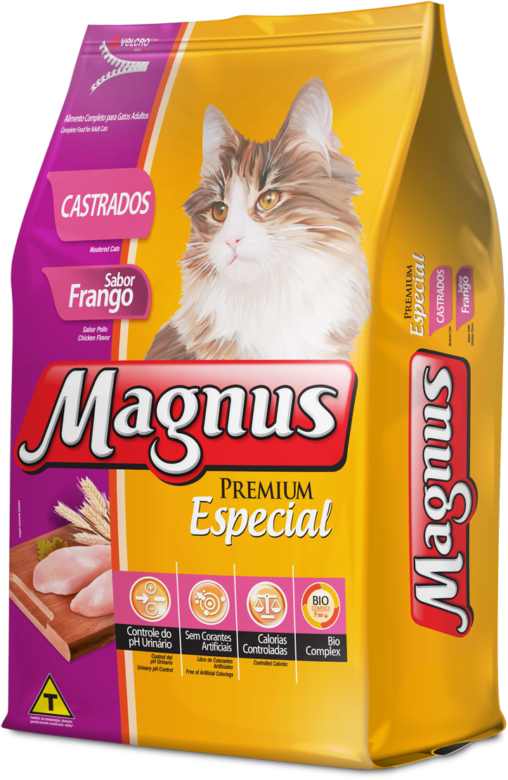 Magnus Premium Especial Cat Food Package PNG image