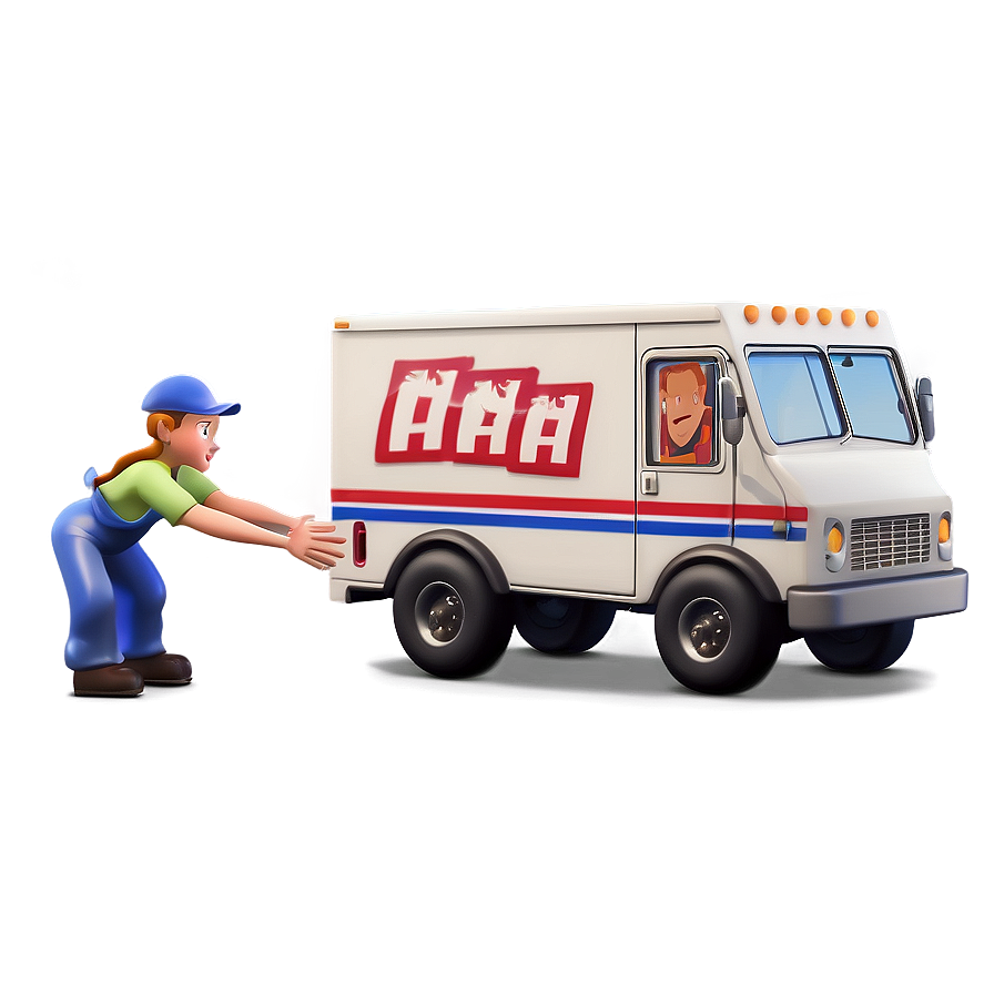 Mail Truck In Action Scene Png 60 PNG image