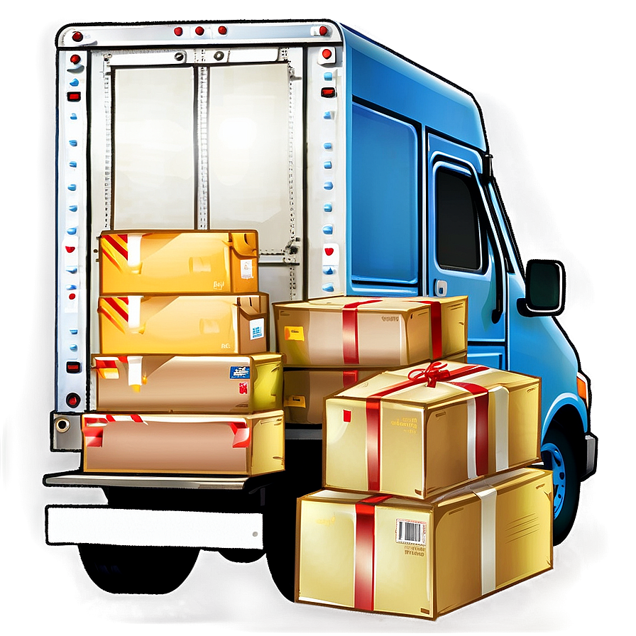 Mail Truck Unloading Packages Png Jxc73 PNG image