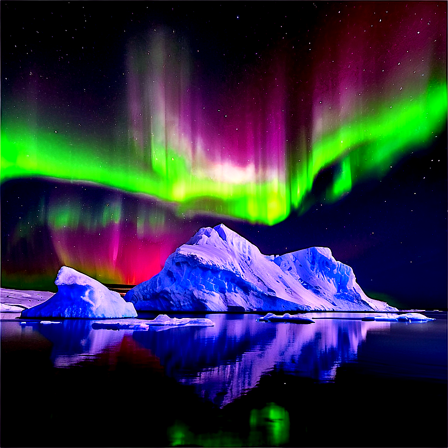 Majestic Aurora Over Icebergs Png Lth31 PNG image