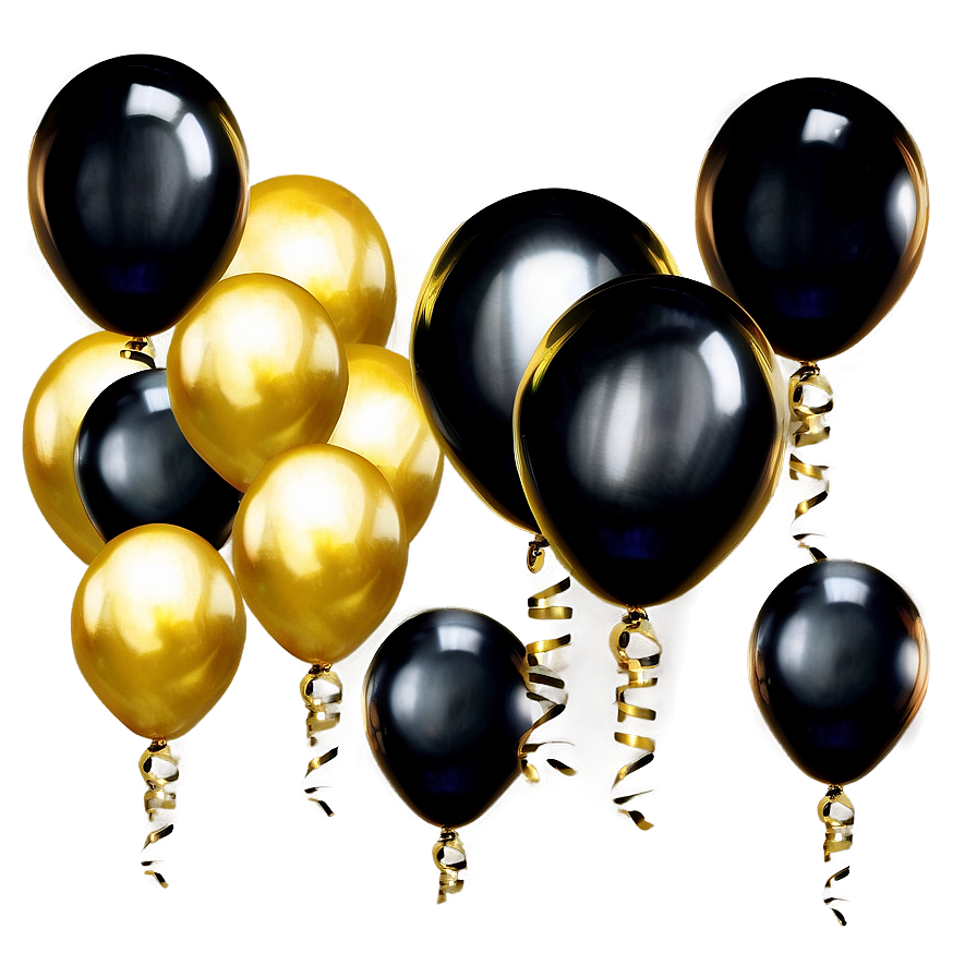 Majestic Black And Gold Balloons Png 06132024 PNG image