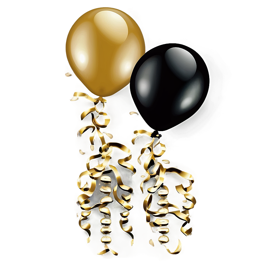 Majestic Black And Gold Balloons Png 6 PNG image