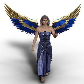 Majestic Blue Angel Warrior PNG image