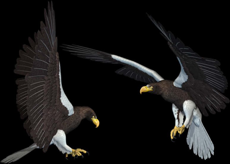 Majestic Eaglesin Flight PNG image