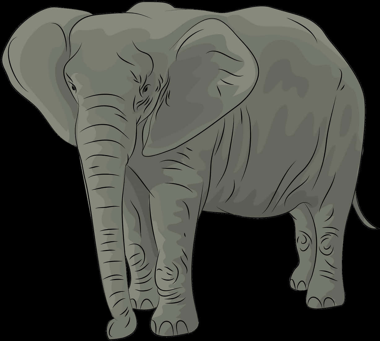 Majestic_ Grey_ Elephant_ Illustration PNG image