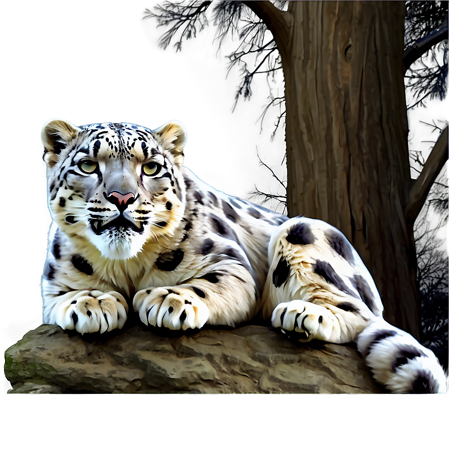 Majestic Snow Leopard Art Png Opy PNG image