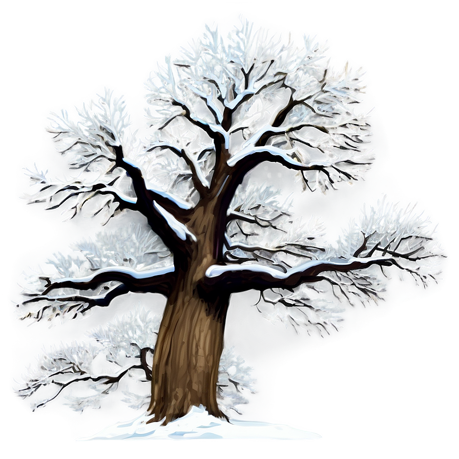 Majestic Winter Oak Trees Png Roi PNG image