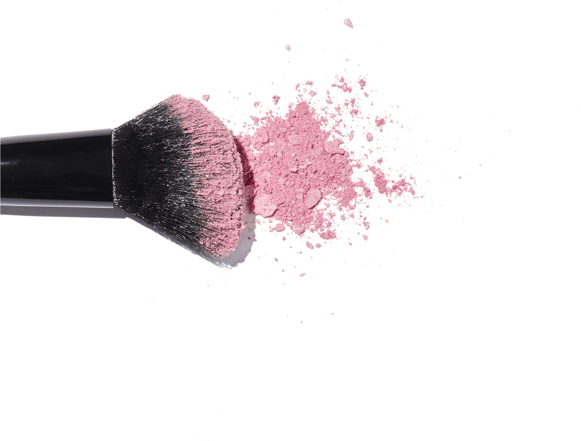 Makeup Brush With Pink Powder Explosion PNG image