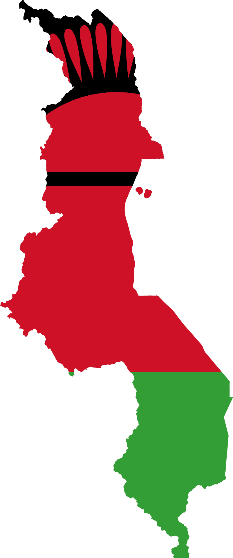 Malawi Map Outlinewith Flag Colors PNG image