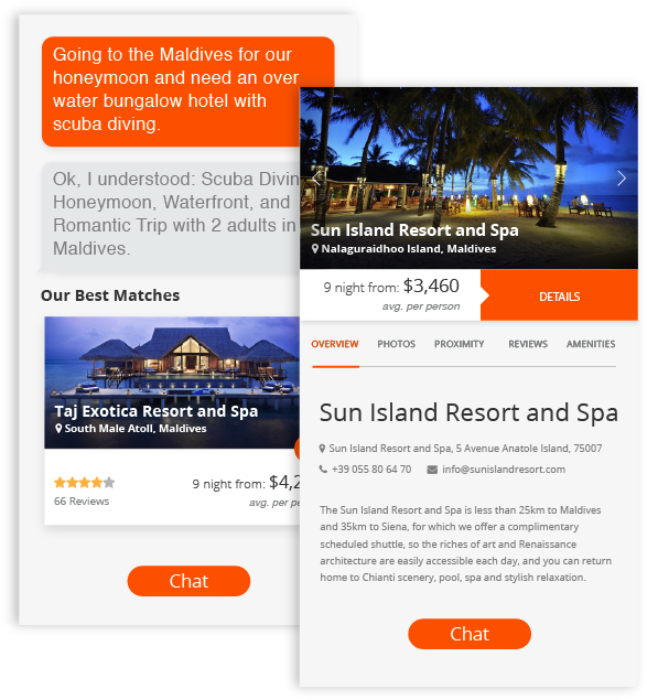 Maldives Honeymoon Resort Chatbot Interaction PNG image