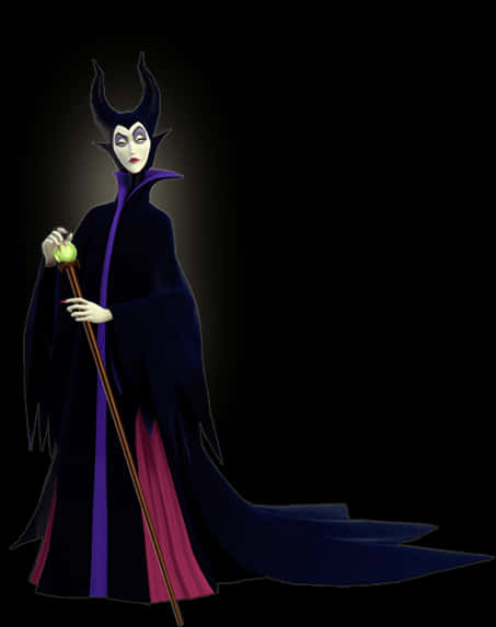 Maleficentwith Staffand Apple PNG image