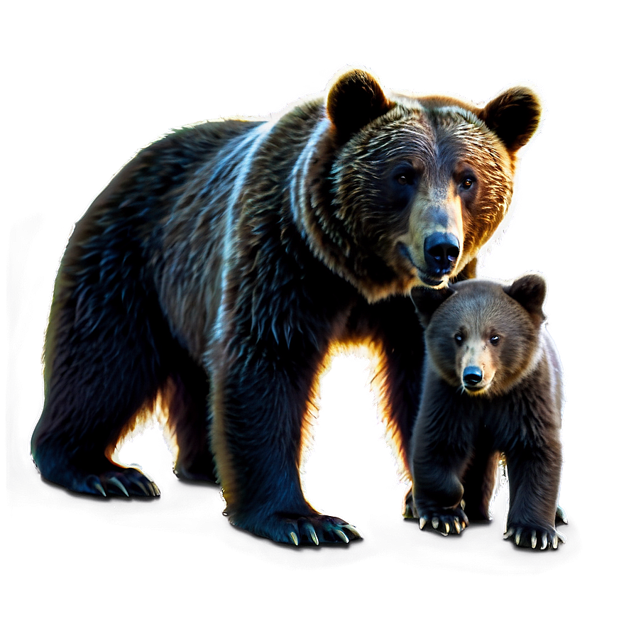 Mama Bear With Baby Bear Png 06132024 PNG image